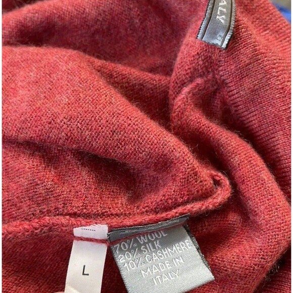 Hickey Freeman Mens Red Collared Sweater Size L Cashmere Silk Wool Blend - Picture 9 of 9